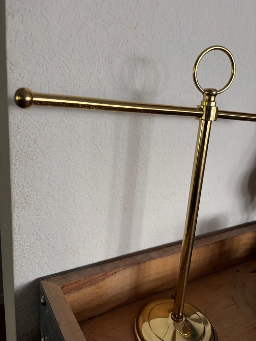 Gold Towel and Jewelry Stand with Ring Top